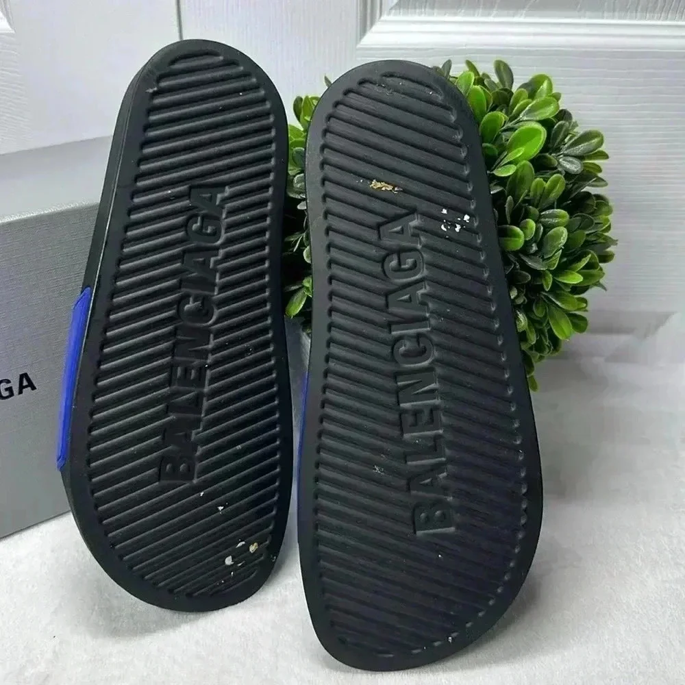 Balenciaga Slides SZ 8 Blue Slippers - Picture 6 of 9